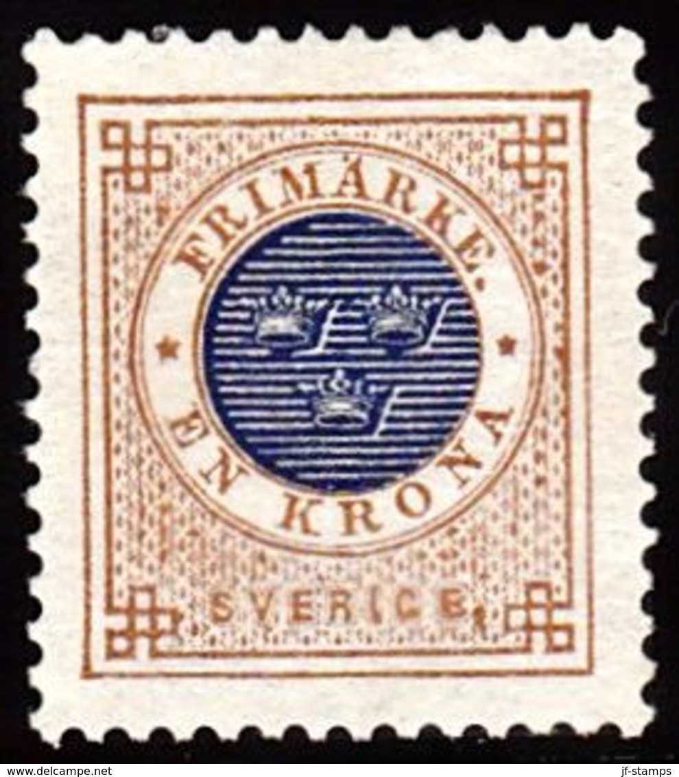 1886. Circle Type. Perf. 13. Posthorn On Back. 1 Kr. Bistre & Dark Blue. LUX. (Michel 37) - JF100817 - Neufs