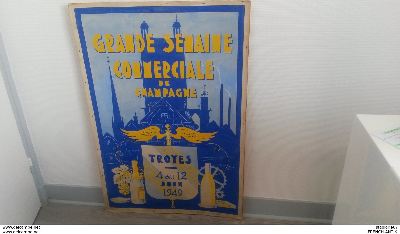 AFFICHE TROYES GRANDE SEMAINE COMMERCIALE DE CHAMPAGNE  4 AU 12 JUIN 1949  PROJET GOUACHE ET AQUARELLE VIARDO ? - Posters
