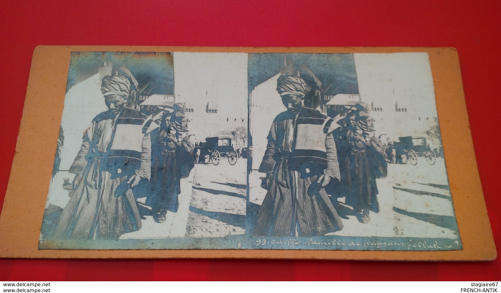 PHOTO STEREO CAIFFA FAMILLE DE PAYSANS FELLAH SYRIE ISRAEL ? - Stereo-Photographie