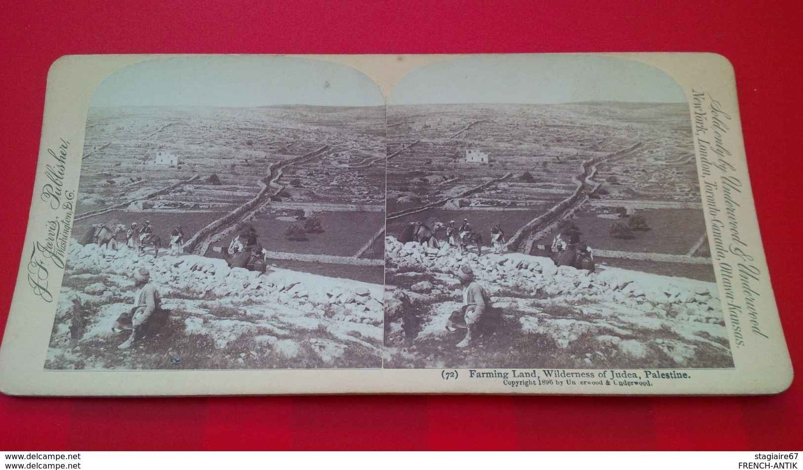 PHOTO STEREO FARMING LAND WILDERNESS OF JUDEA PALESTINE - Stereo-Photographie