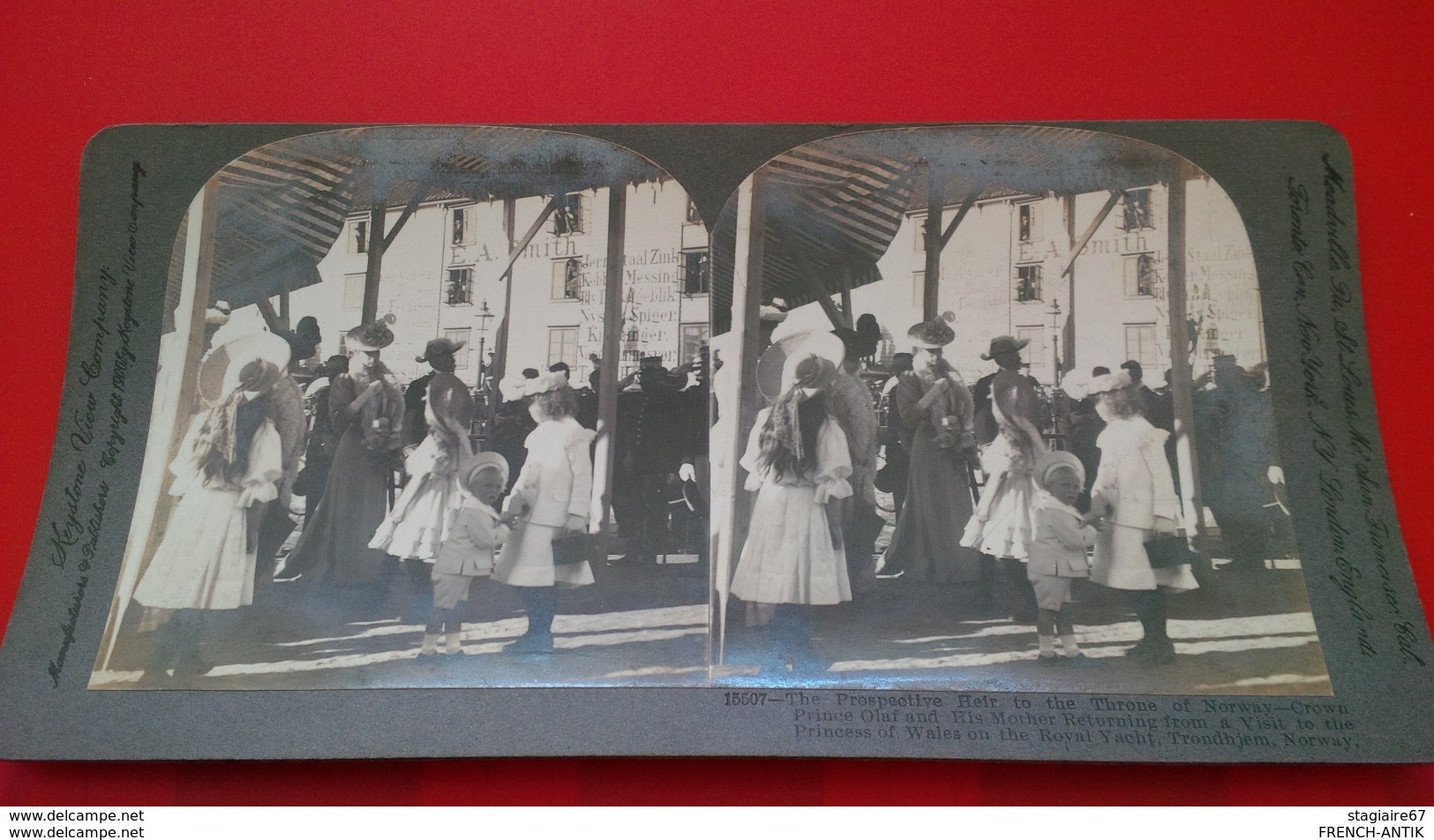 PHOTO STEREO PRINCE OLAF AND HIS MOTHER TRONDHJEM NORWAY - Stereoscopic