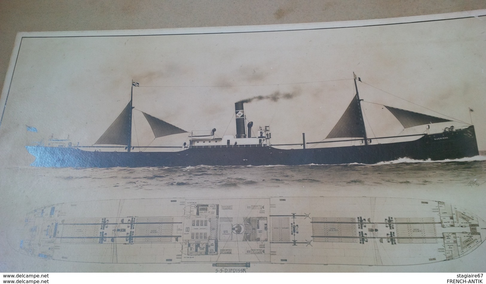 BELLE PHOTO MARINE FRANK AND SONS SOUTH SHIELDS S.S DJERISSA LA TUNISIENNE STEAM NAVIGATION COMPANY 1909 - Schiffe