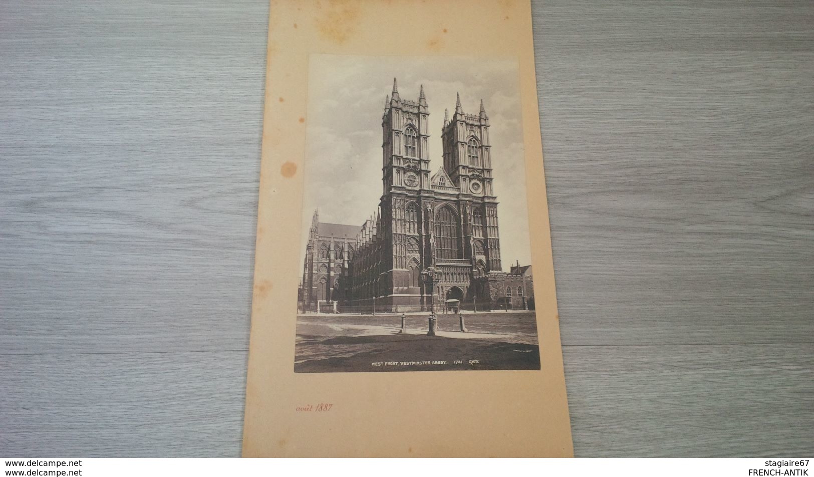PHOTO 1887 WEST FRONT WESTMINSTER ABBEY G.W.W - Old (before 1900)