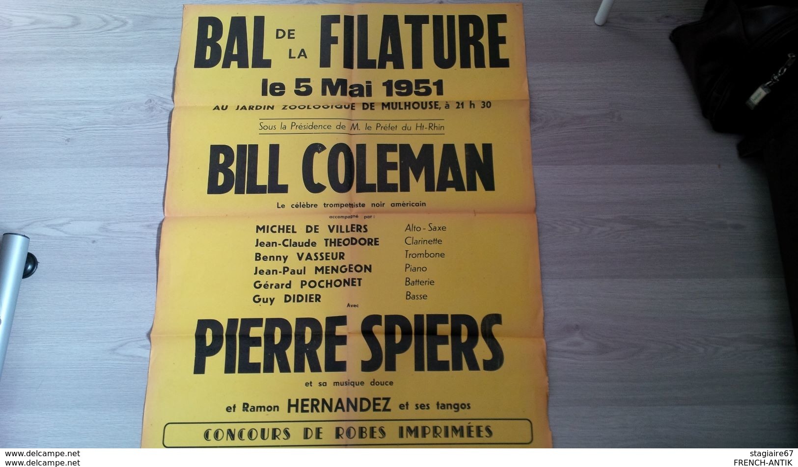 BULLETIN DE L E.S.F.T.B DE MULHOUSE 1951 AVEC AUTOGRAPHE DE BILL COLEMAN ET PIERRE SPIERS AFFICHE BAL DE LA FILATURE