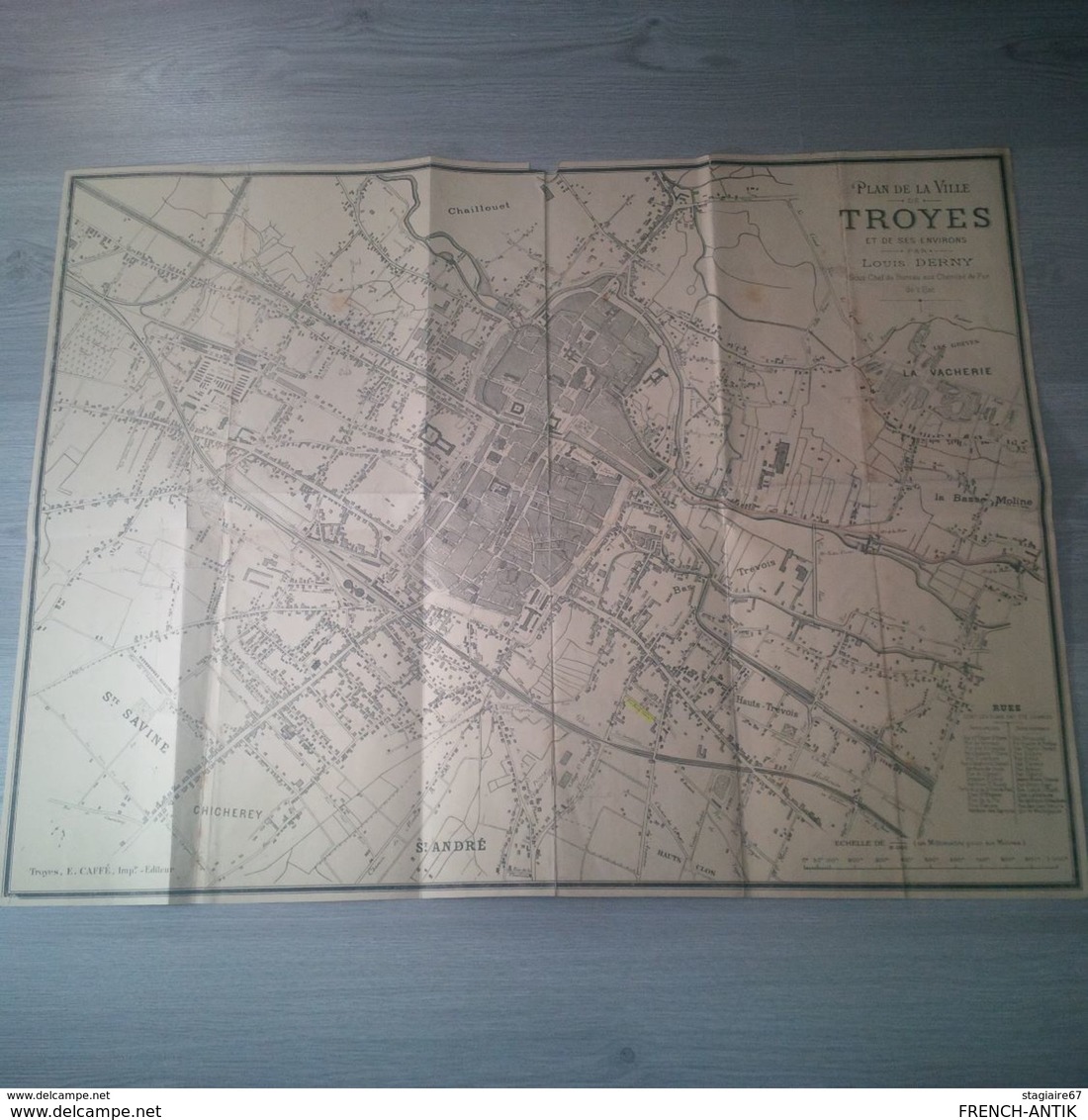 CARTE PLAN DE LA VILLE DE TROYES PAR LOUIS DERNY SOUS CHEF DE BUREAU AUX CHEMINS DE FER DE L EST - Cartes Géographiques