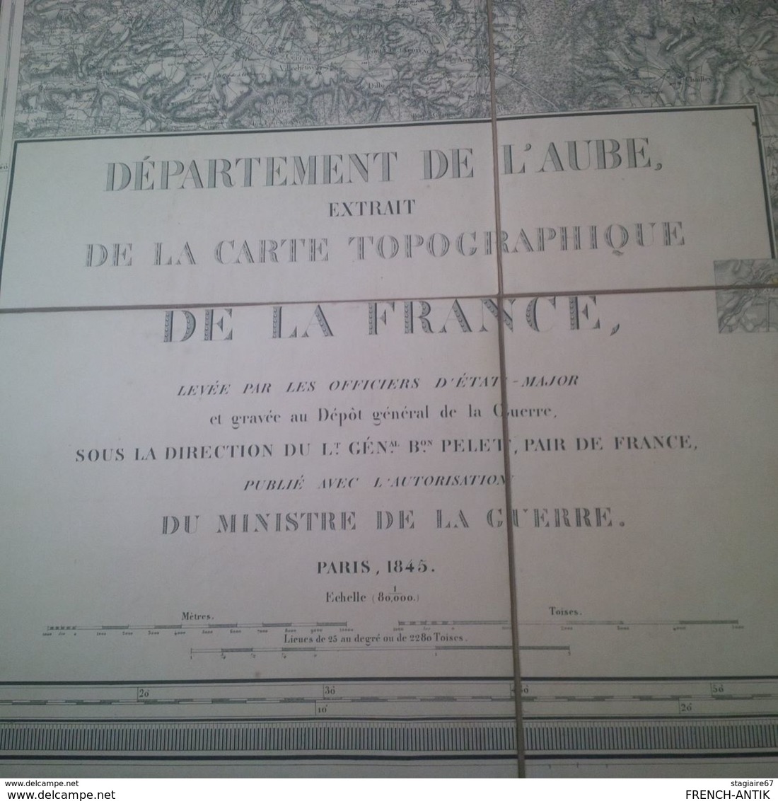 GRANDE CARTE TOILEE AUBE 1845 EN 4 PARTIES TROYES ERVY BAR SUR SEINE BAR SUR AUBE NOGENT ARCIS BRIENNE RAMERUPT 1845 - Cartes Géographiques