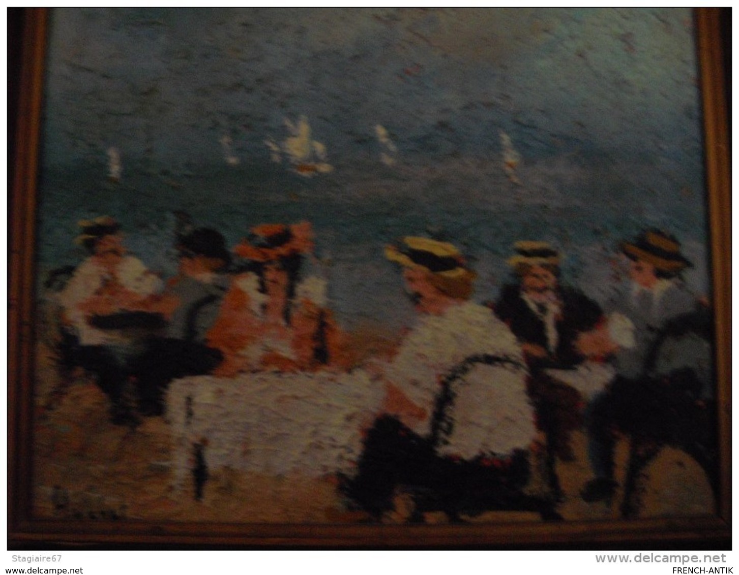 HUILE SUR TOILE URBAIN HUCHET 1930 LE DEJEUNER EN BORD DE MER - Oils