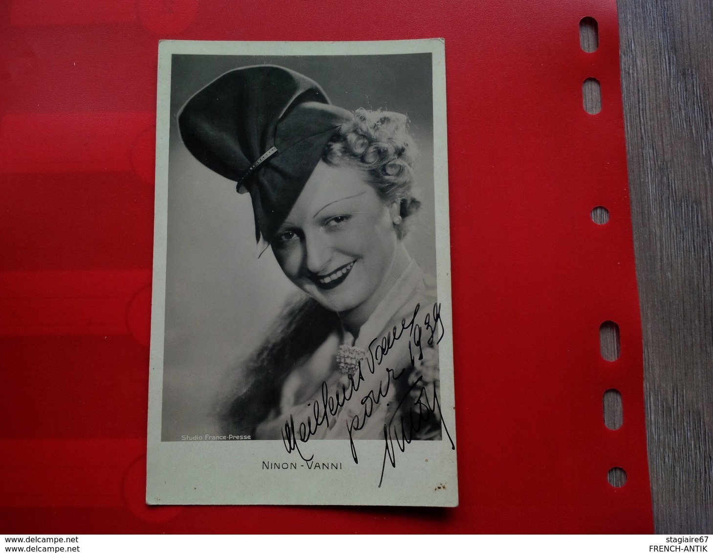 CARTE PHOTO DEDICACE ARTISTE OPERA NINON VANNI 1939 - Foto Dedicate