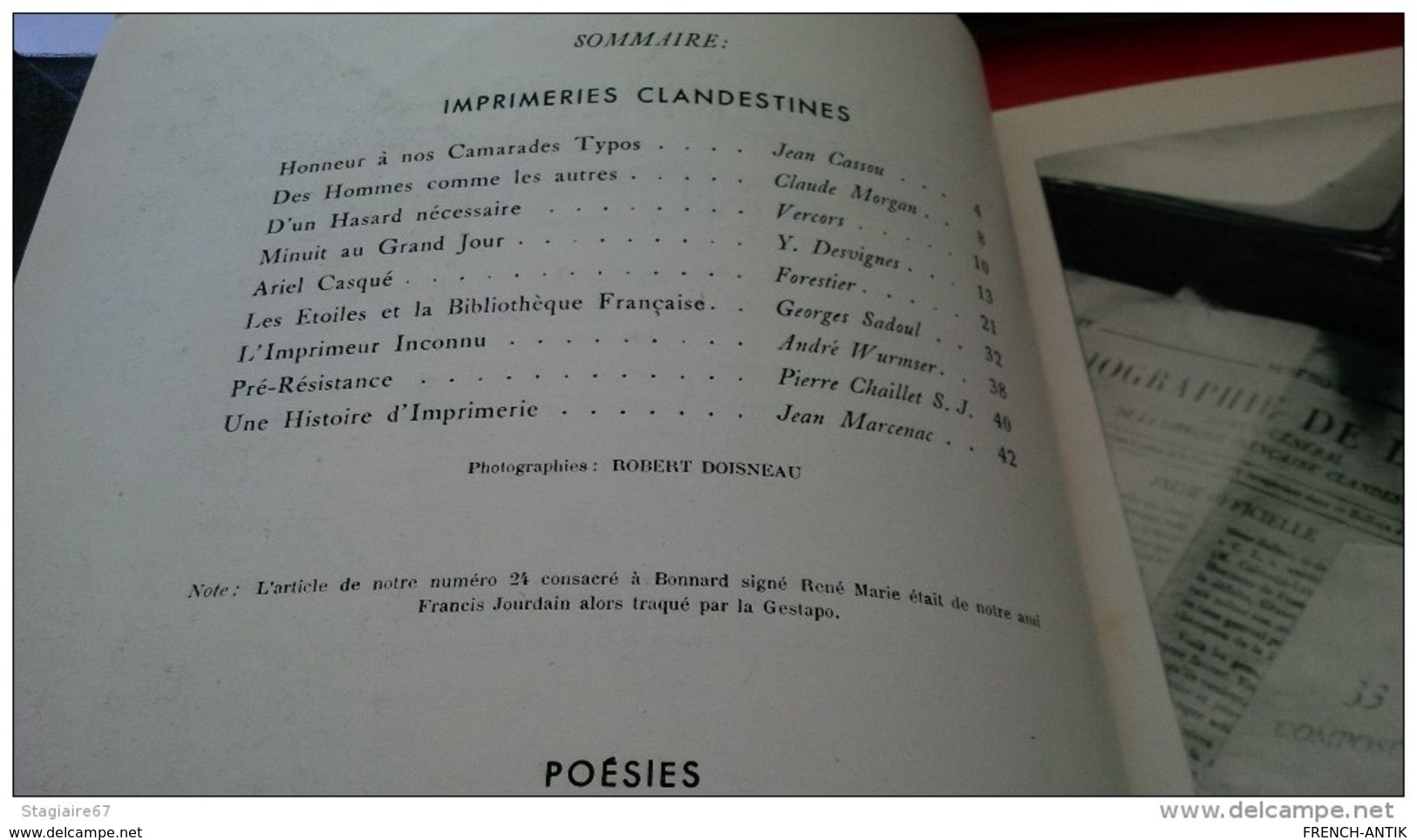 IMPRIMERIES CLANDESTINES PHOTOGRAPHIE ROBERT DOISNEAU 1945 - Otros & Sin Clasificación