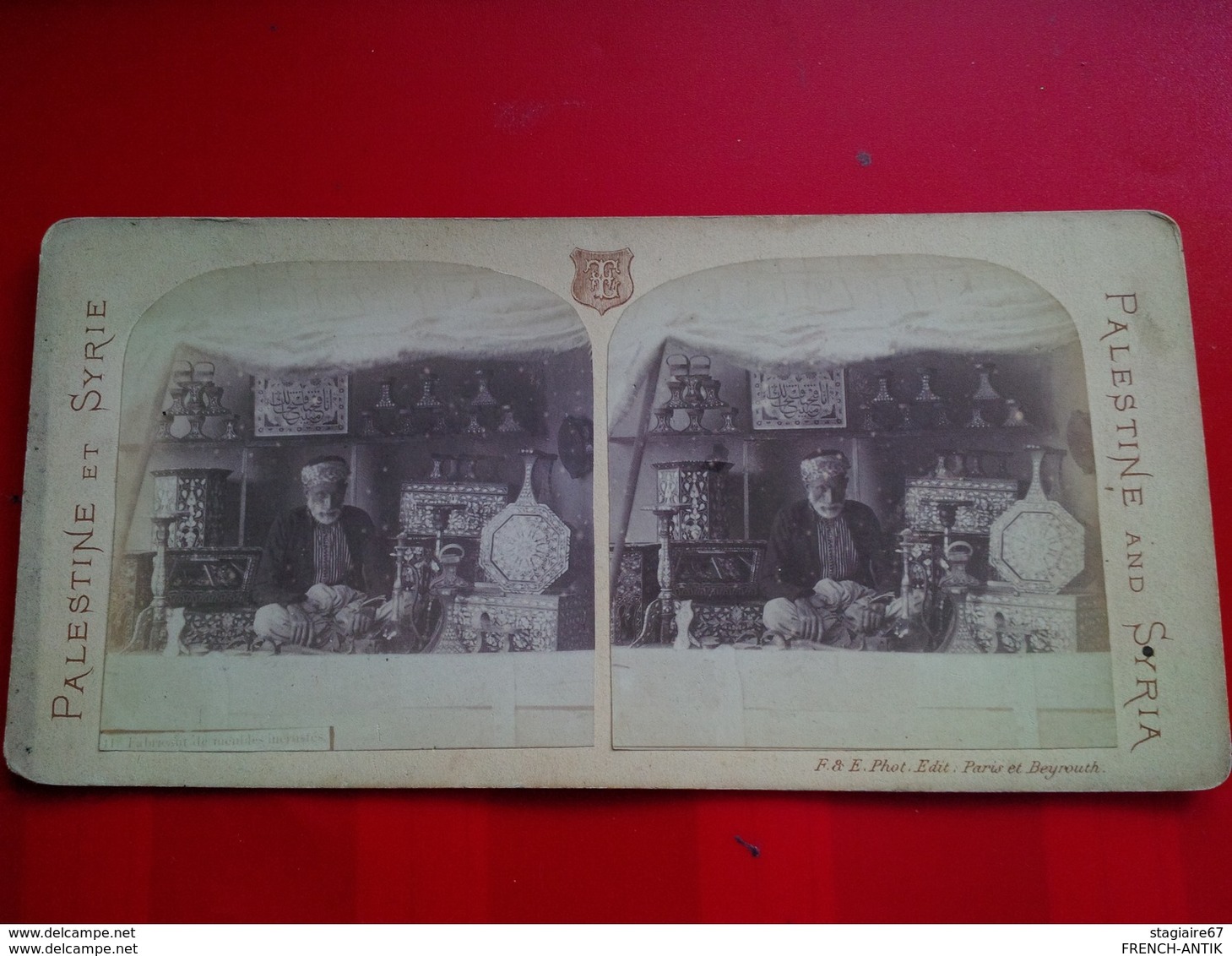 PHOTO STEREO PALESTINE AND SYRIA FABRICANT DE MEUBLES INCRUSTES - Stereo-Photographie