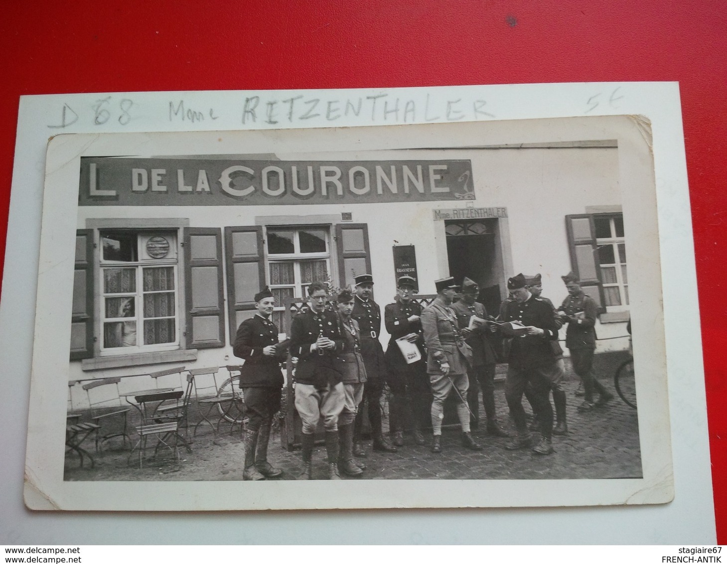 PHOTO CAFE DE LA COURONNE GENDARME MME RITZENTHALER - Lieux