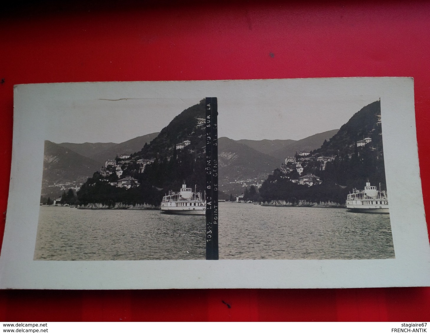 PHOTO LAC DE COME POINTE DE GENE BATEAU - Stereo-Photographie