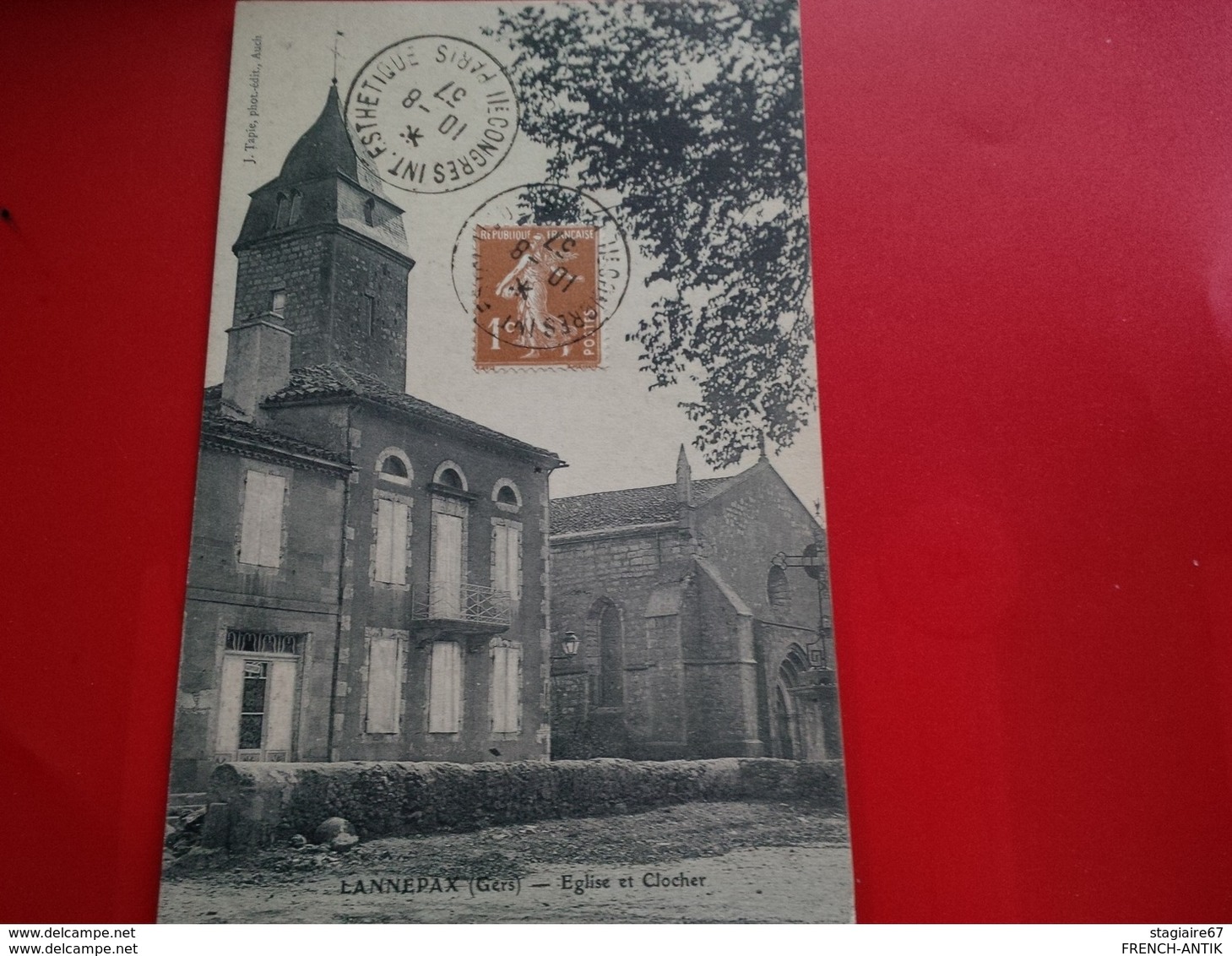 LANNEPAX EGLISE ET CLOCHER CACHET CONGRES INT.ESTHETIQUE PARIS 1937 - Matasellos Conmemorativos