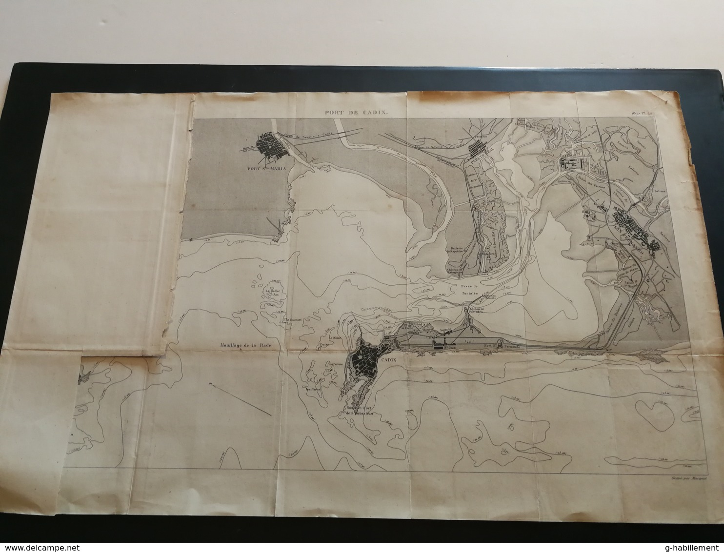 ANNALES PONTS Et CHAUSSEES - Plan Du PORT DE CADIX ( Espagne Andalousie ) Gravé Par Macquet 1890 (CLA6) - Nautical Charts