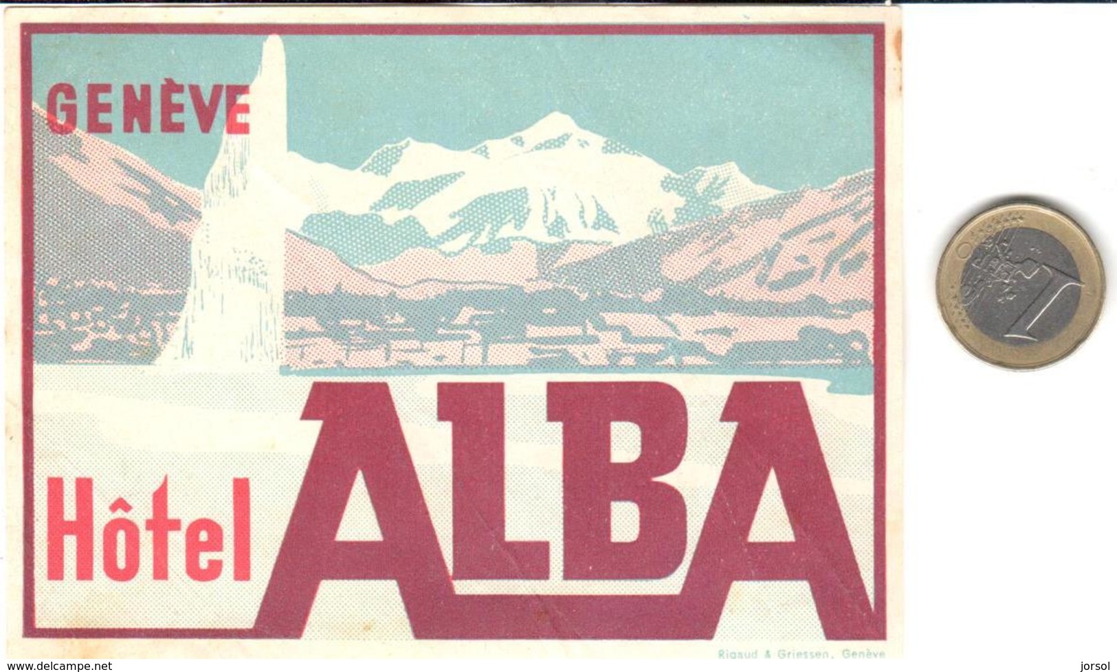 ETIQUETA DE HOTEL  - HÔTEL ALBA   -GENÈVE  -SUISSE - Hotel Labels