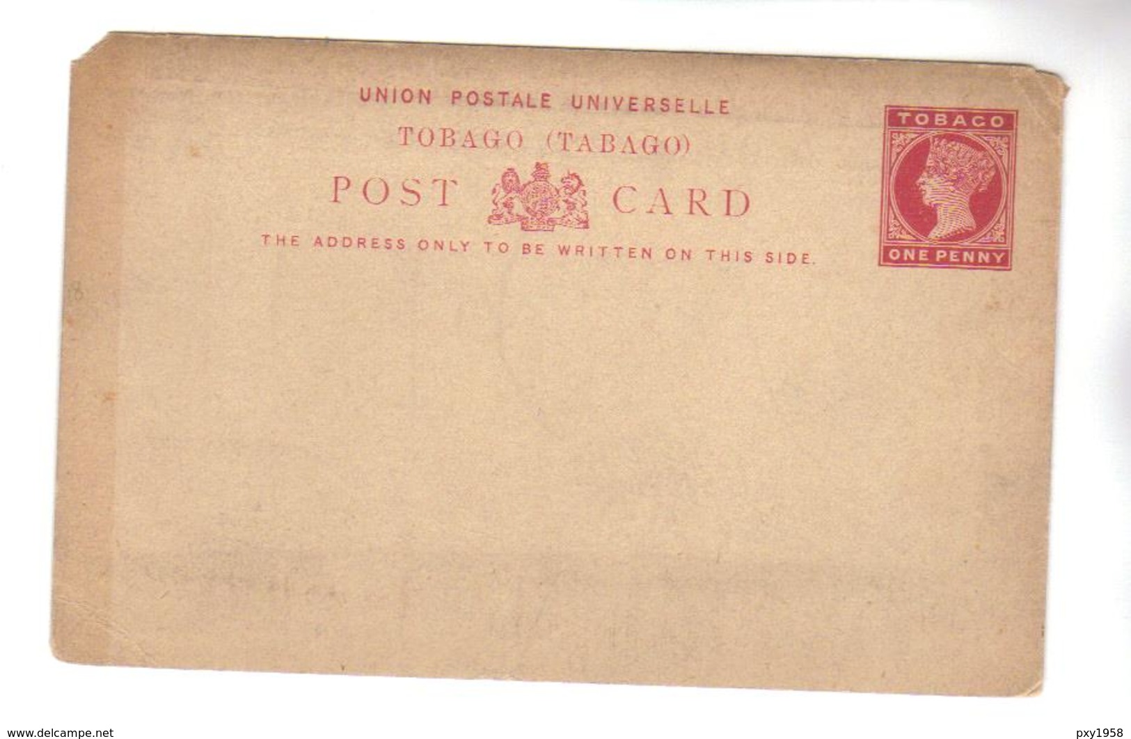 9596- Tobago, British Colonies,  Post Card Postal Stationery – Missing Corner And Traces Of Glue On The Back - Trinidad En Tobago (...-1961)