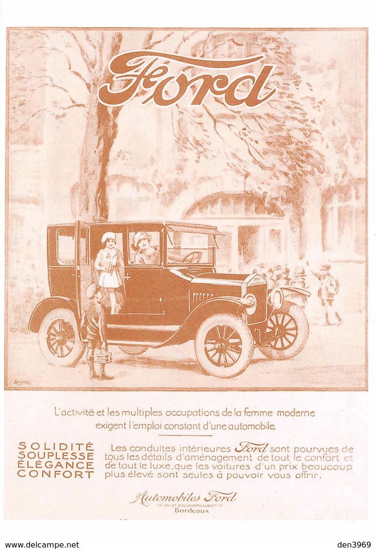 L'Automobile Et La Publicité Au Début Du Siècle - Voiture FORD, Bordeaux - Voitures De Tourisme