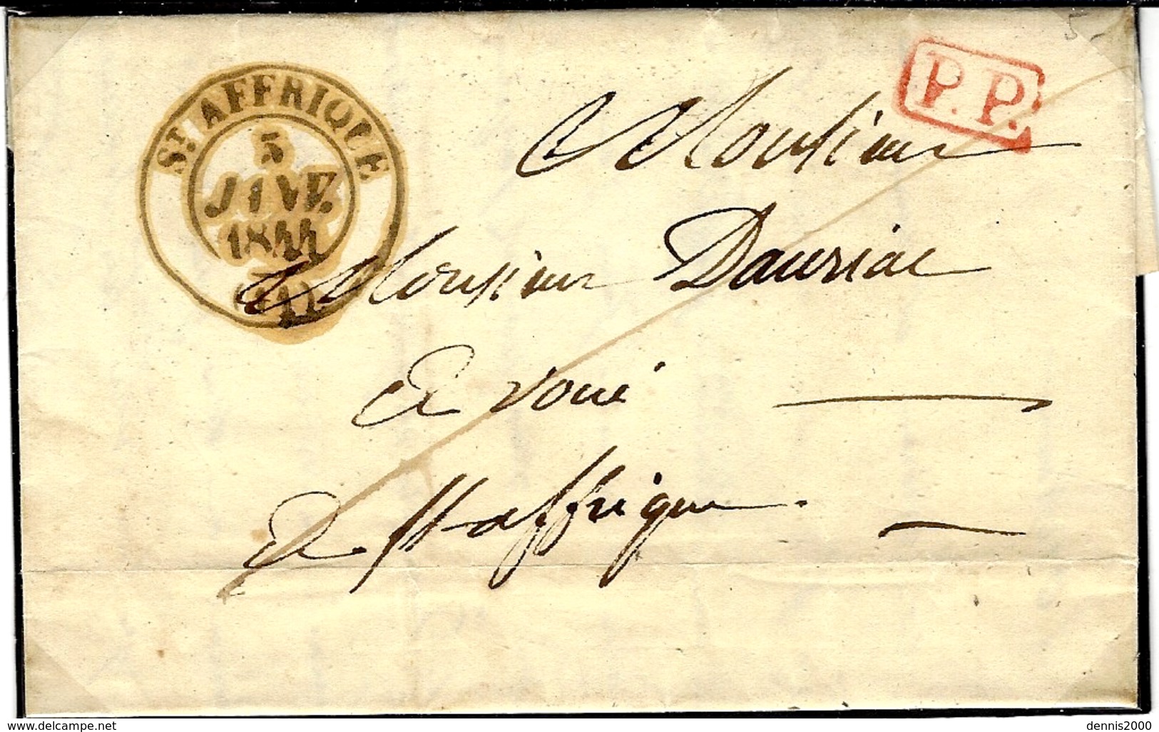 1844- Lettre De Ste Afrique ( Aveyron ) Cad T13 + P P Rouge - 1801-1848: Précurseurs XIX