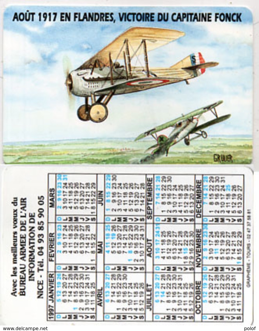 Calendrier 1997 - Bureau Armée De L' Air Information De Nice - Aout 1917 En Flandres - Vict. Du Cap. Fonck  (112718) - Petit Format : 1991-00