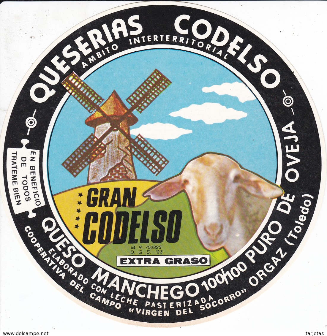 GRAN ETIQUETA DEL QUESO GRAN CODELSO (MOLINO-MILL-MOULIN) OVEJA - Quesos