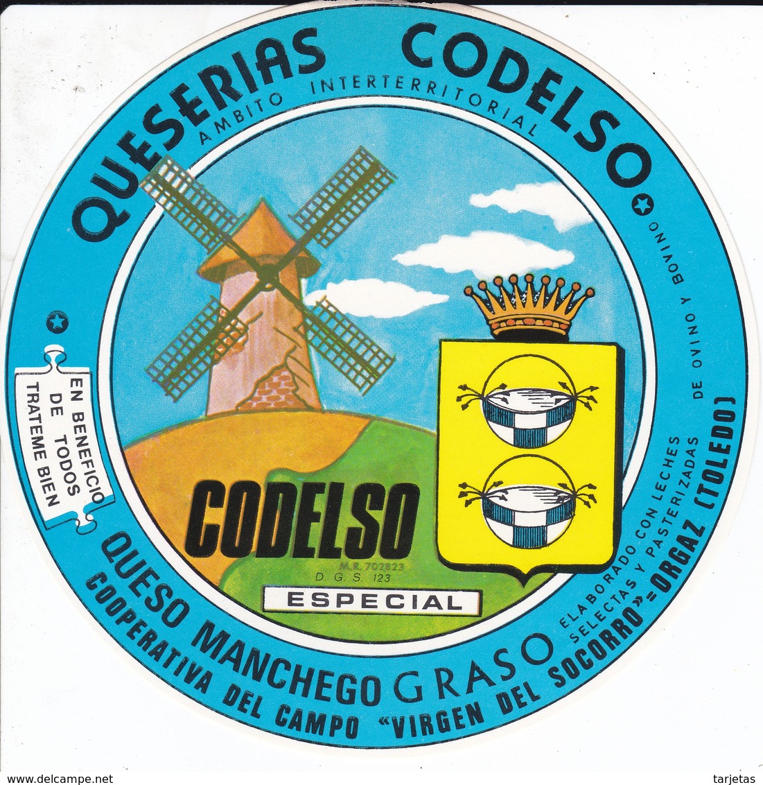 GRAN ETIQUETA DEL QUESO GRAN CODELSO (MOLINO-MILL-MOULIN) - Quesos