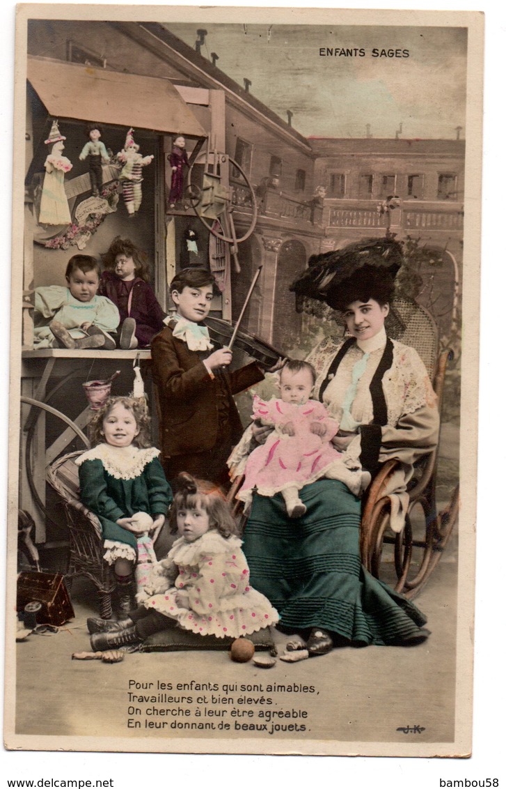 Carte Colorisée * FAMILLE * ENFANTS * MARIONNETTE * POUPEE * ROCKING-CHAIR * HOULA UP * Enfants Sages - Scenes & Landscapes