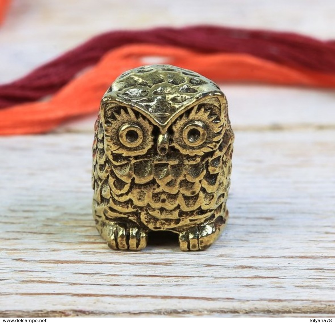 Thimble WISE OWL Bird Solid Brass Metal Russian Souvenir Collection - Ditali Da Cucito