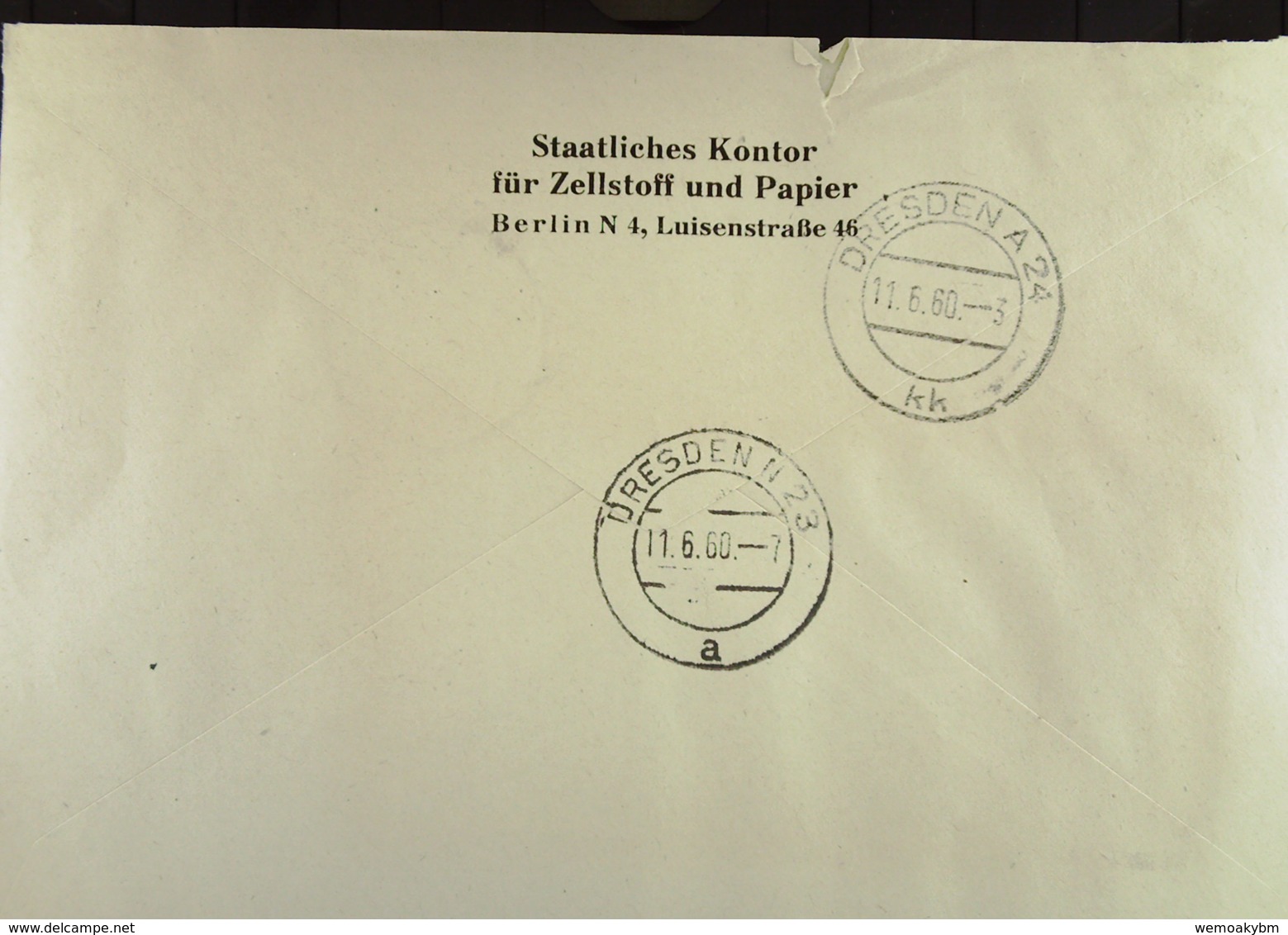 DDR: ZKD-Fern-Brief  OSt. Berlin N4 10.6.60, Nr: =M 1466508= Abs: Staatl. Kontor Für Zellstoff Und Papier Knr: 31 III M - Sonstige & Ohne Zuordnung