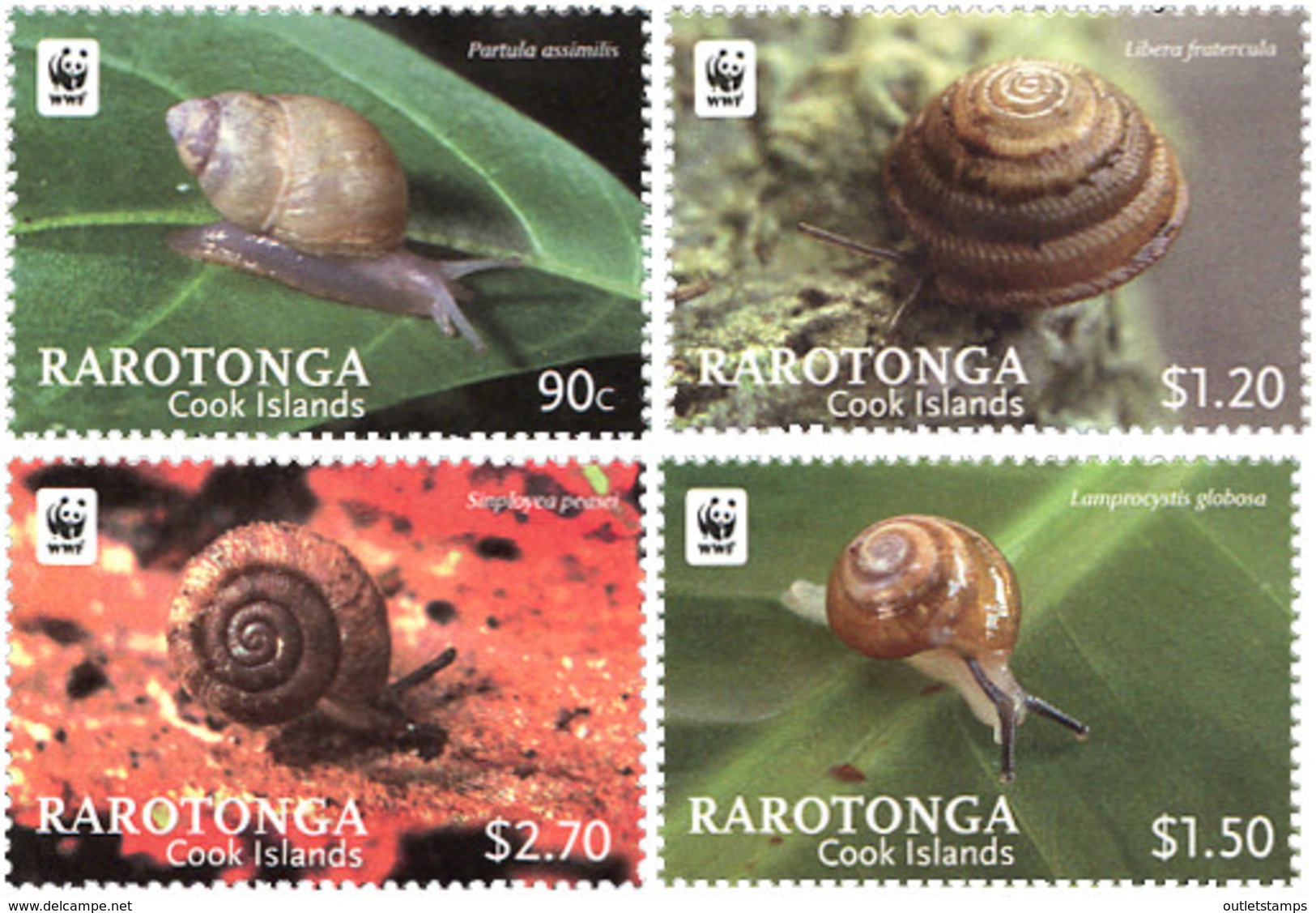 Ref. 274991 * NEW *  - RAROTONGA . 2012. SNAILS. CARACOLES - Islas Cook