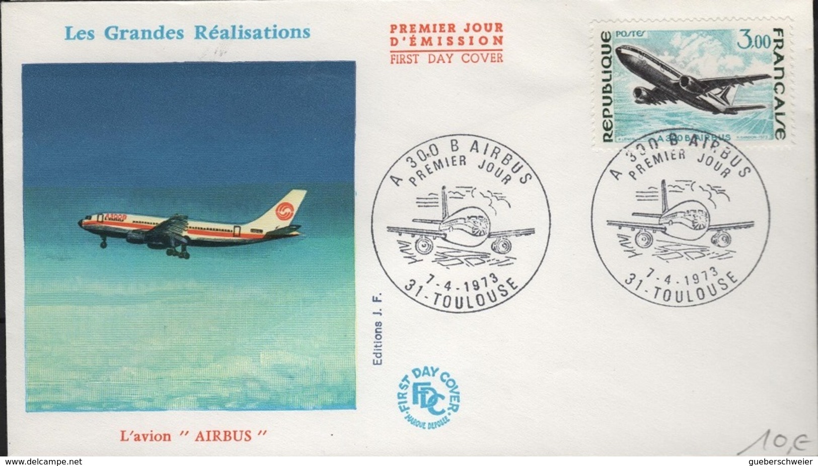 FDC 340 - FRANCE N° 1751 Airbus Sur  FDC 1973 - 1970-1979