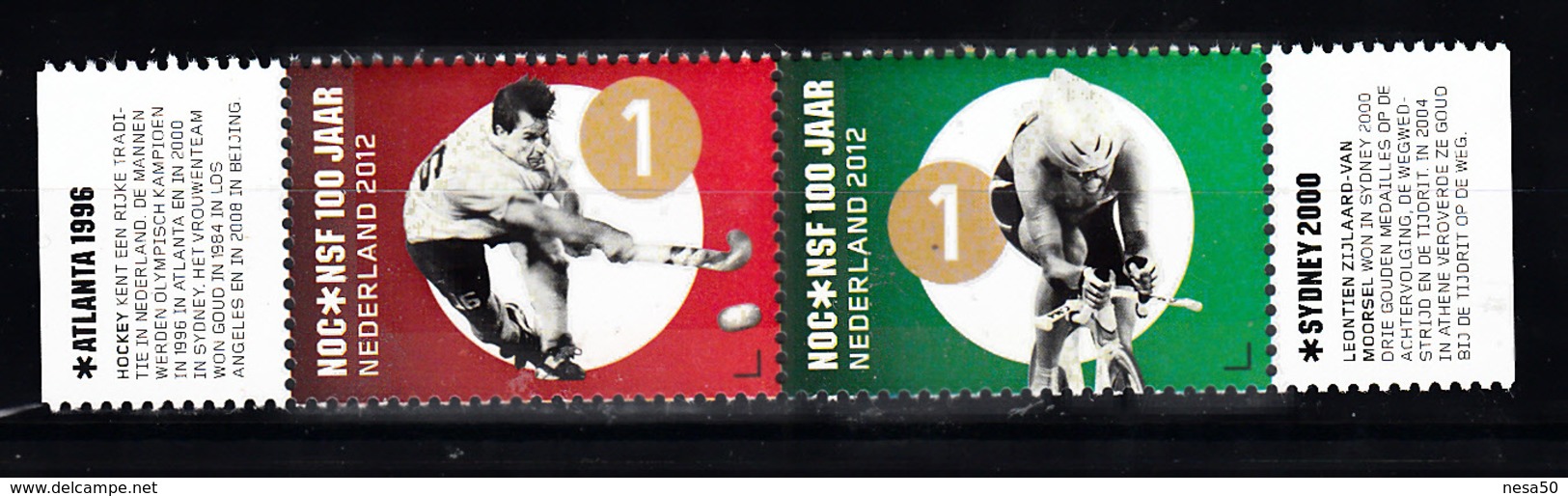 Nederland 2012 Nvph Nr  2951 + 2952, Mi Nr  2994 + 2995, Hockey, Fietsen, Bike, 100 Jaar NOC - Nuevos