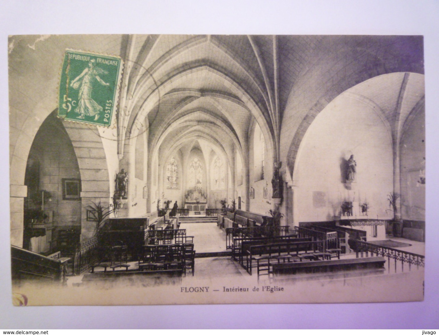 2019 - 1199  FLOGNY  (Yonne)  :  Intérieur De L'Eglise   1916   - Flogny La Chapelle