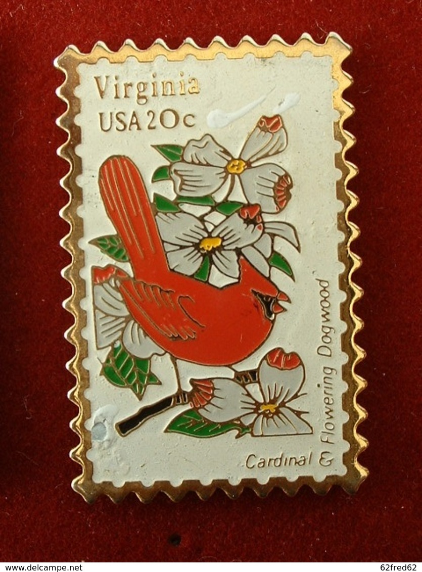 PIN'S TIMBRE - OISEAU - VIRGINIA USA 20c - Animaux