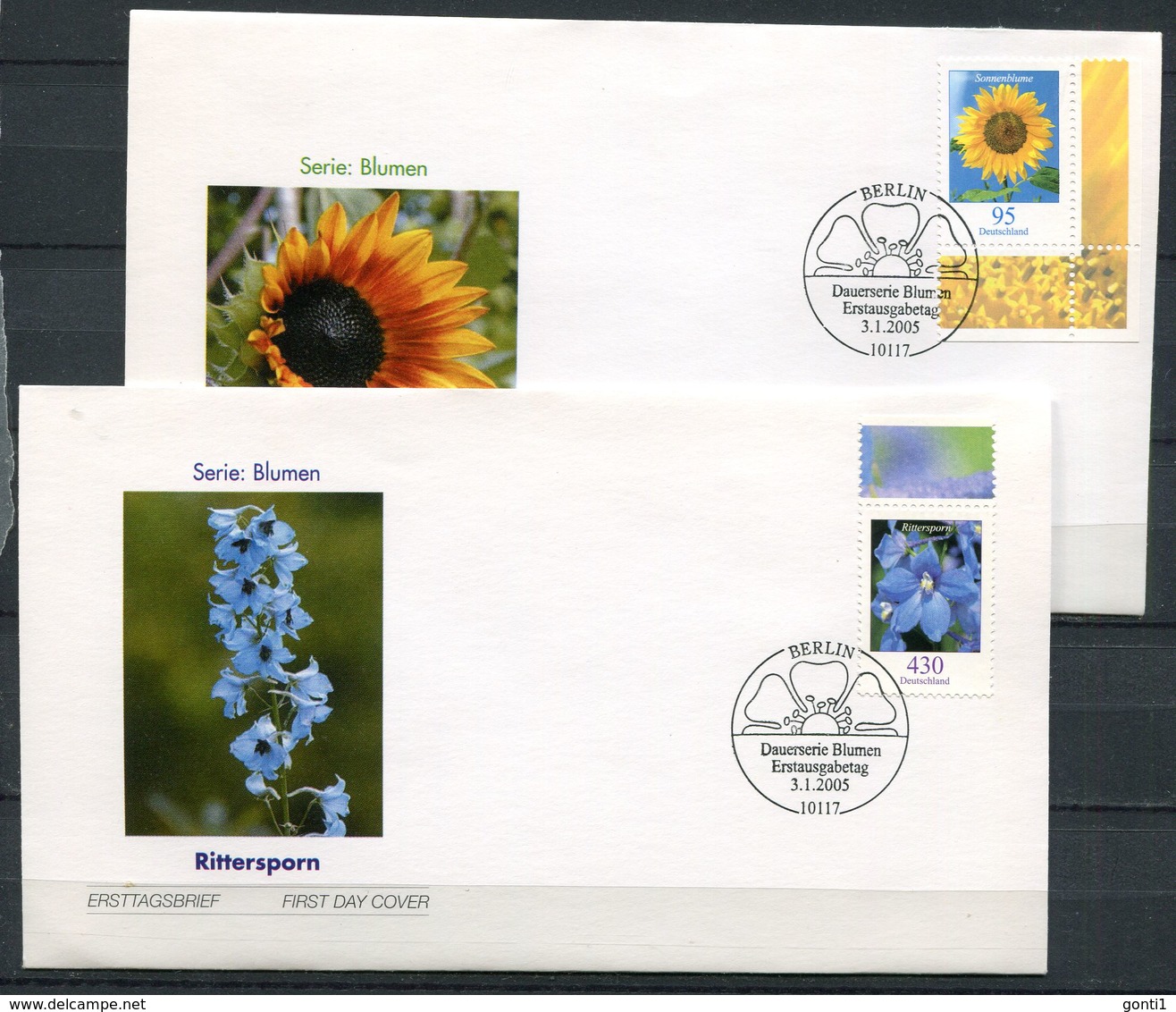 Germany 2005 First Day Cover Mi.Nr.2434/35 "Freimarken Blumen-Sonnenblume U.Rittersporn(Consolida Regalis) "2 FDC - Sonstige & Ohne Zuordnung