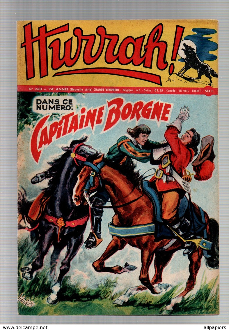 Hurrah N°230 Capitaine Borgne - Bateau Le Pousseur - Trois Heures Dix Pour Yuma - Rassemblement à La Coupe B4 De 1958 - Hurrah