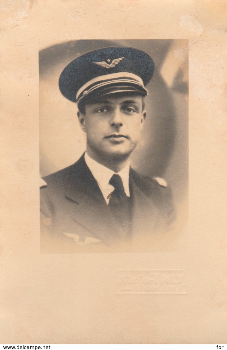 Photo Militaire : Portrait De Soldat - Aviation ( Format 14cm X 9,2cm ) Taly Romans - Drome - Guerra, Militares