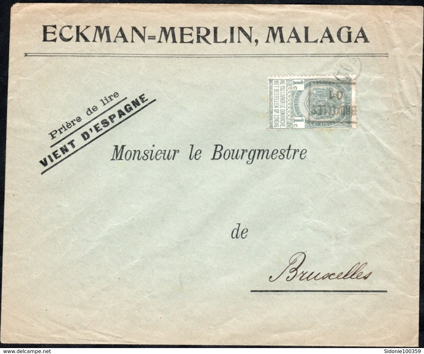 Lettre Affranchie Avec Un Préoblitéré Envoyée De Bruxelles En Ville En 1901 - Roulettes 1894-99