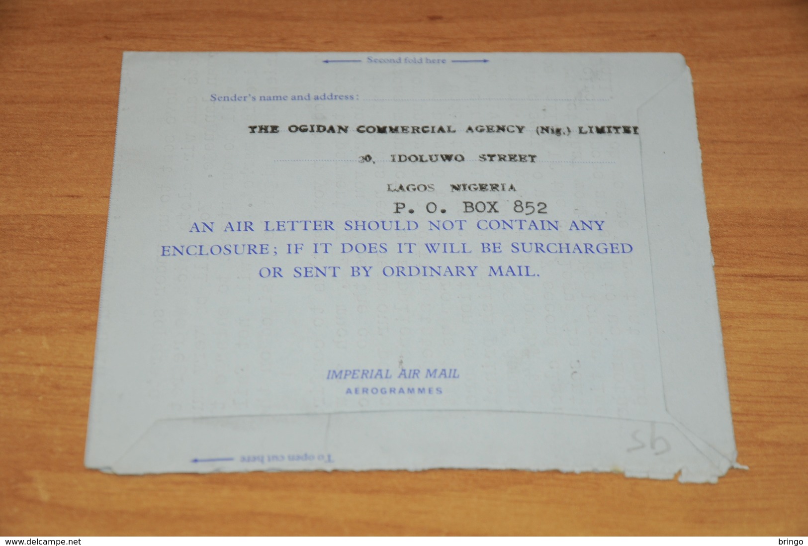 95-   AEROGRAMME  AIR LETTER FROM NIGERIA TO GERMANY - Unclassified