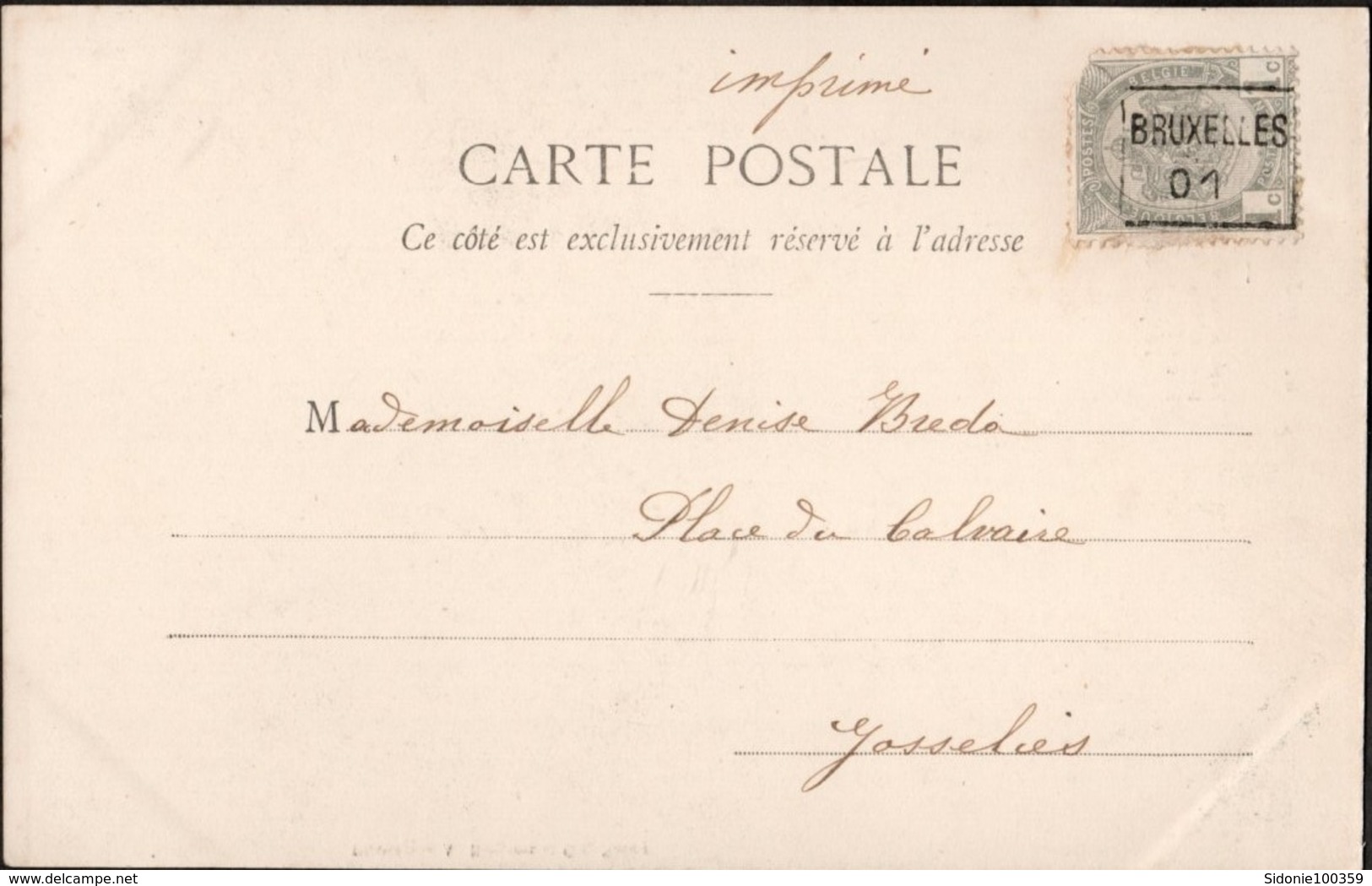 Carte Illustrée Affranchie Avec Un Préoblitéré Envoyée De Bruxelles Vers Gosselies En 1901 - Roller Precancels 1894-99