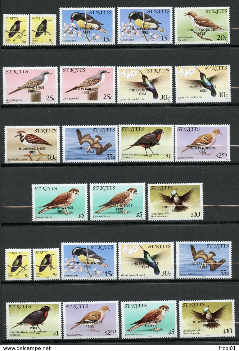 Saint-Christophe, Yvert 535/545&535/545a&b, Scott 112/122&(inprint93)+inprint82+without Inprint, MNH - St.Kitts-et-Nevis ( 1983-...)