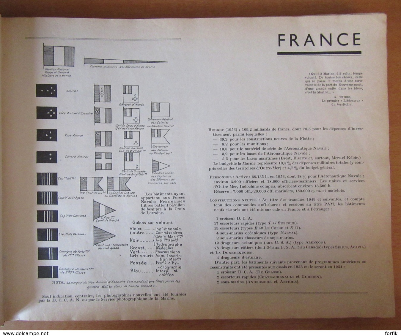 LE MASSON - Livre Les Flottes de Combat 1954 - Navires militaires Français et mondiaux dont USA, URSS, etc - Bon état