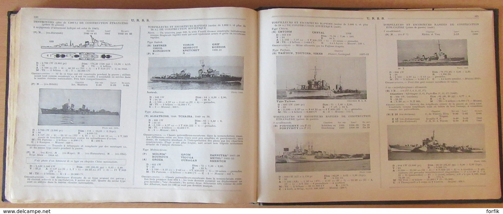 LE MASSON - Livre Les Flottes de Combat 1954 - Navires militaires Français et mondiaux dont USA, URSS, etc - Bon état