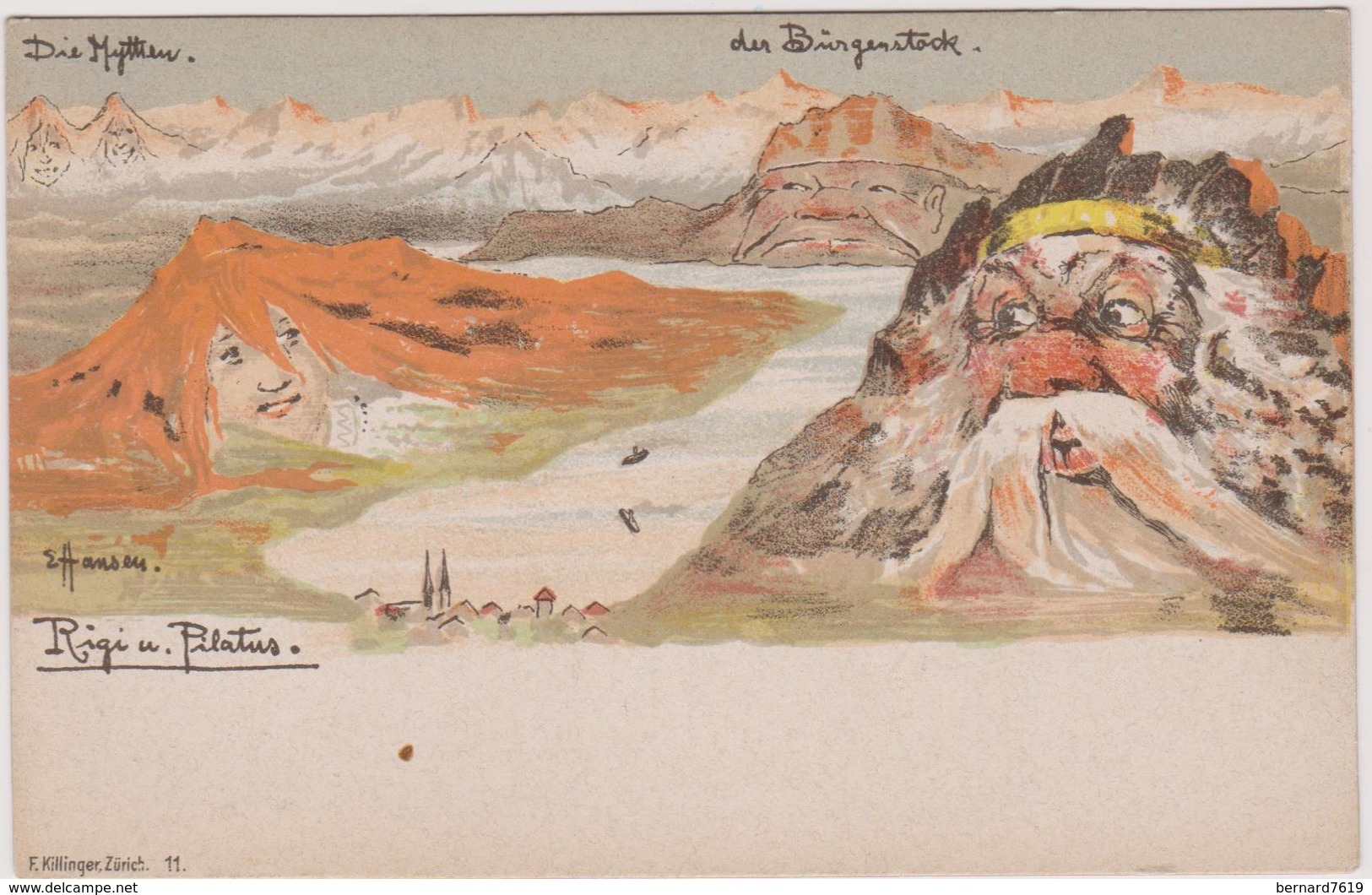 Suisse Illustrateur Emil Hansen  Montage Surrealiste Rigi U Pilaus - Altri & Non Classificati