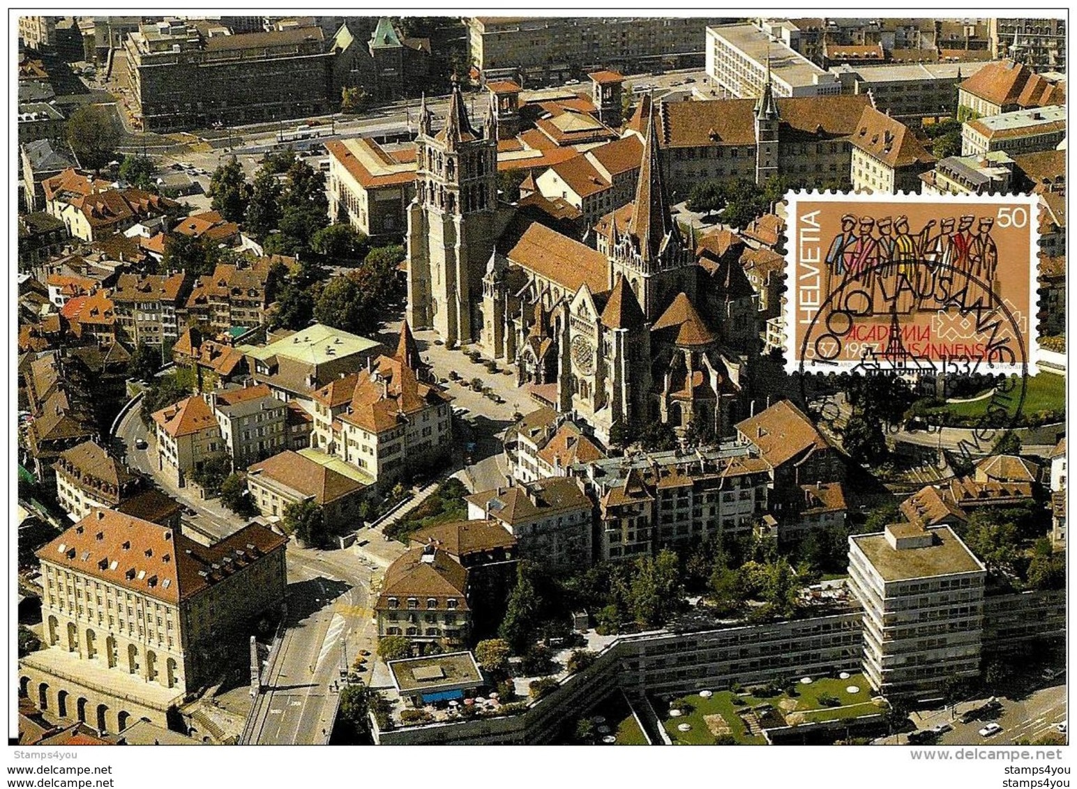 59 - 8 - Carte Avec Timbre Et Oblit Spéciale De Lausanne "450 Ans De L'université 1987" - Marcophilie