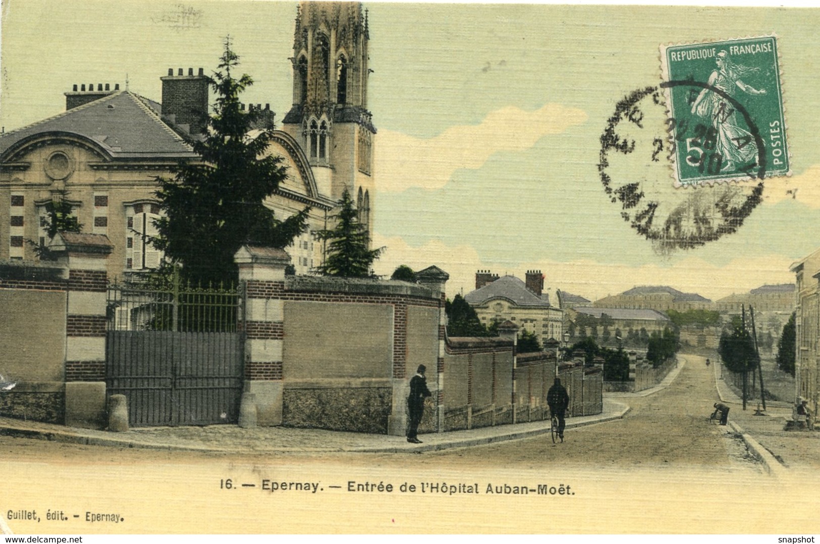 Cpa Epernay (51) Entrée De L'Hôpital Auban Noët (carte Toilée Et Colorisée) - Epernay