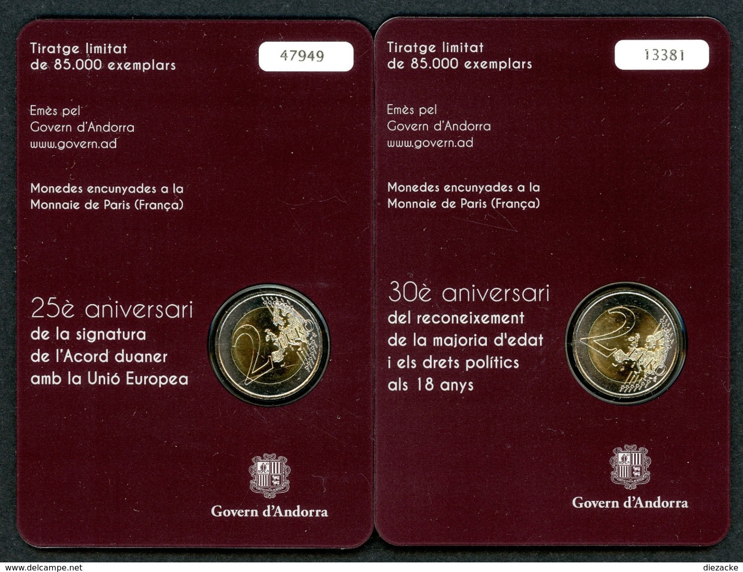 Andorra 2015 2 Coin Cards Mit 2 Euro Gedenkmünzen ST (MZ316 - Andorra