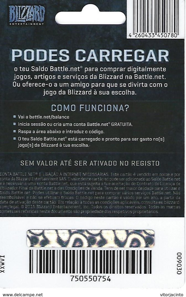 PORTUGAL - Blizzard Gift Plastic Card - Gift Cards