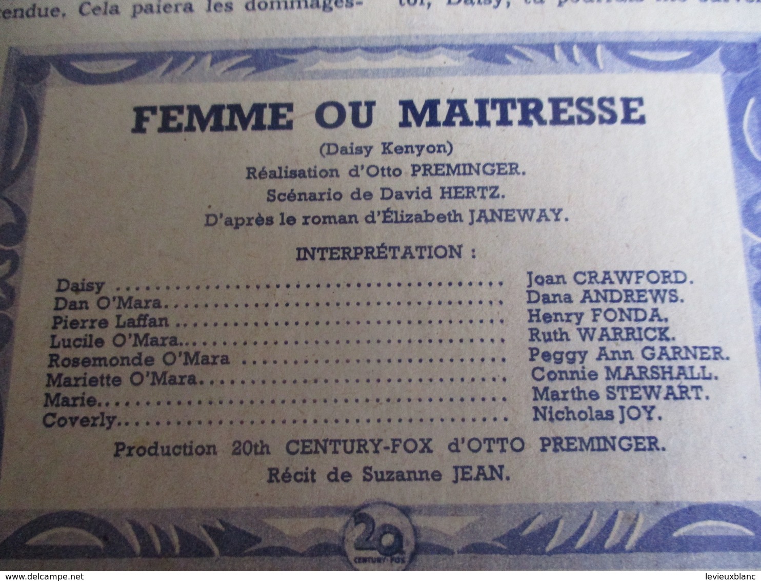 Cinéma/Revue/Mon Film/"Femme Ou Maitresse"/Joan CRAWFORD,Dana ANDREWS/Century Fox/Otto PREMINGER/Maria CASARES1949CIN106 - Altri & Non Classificati