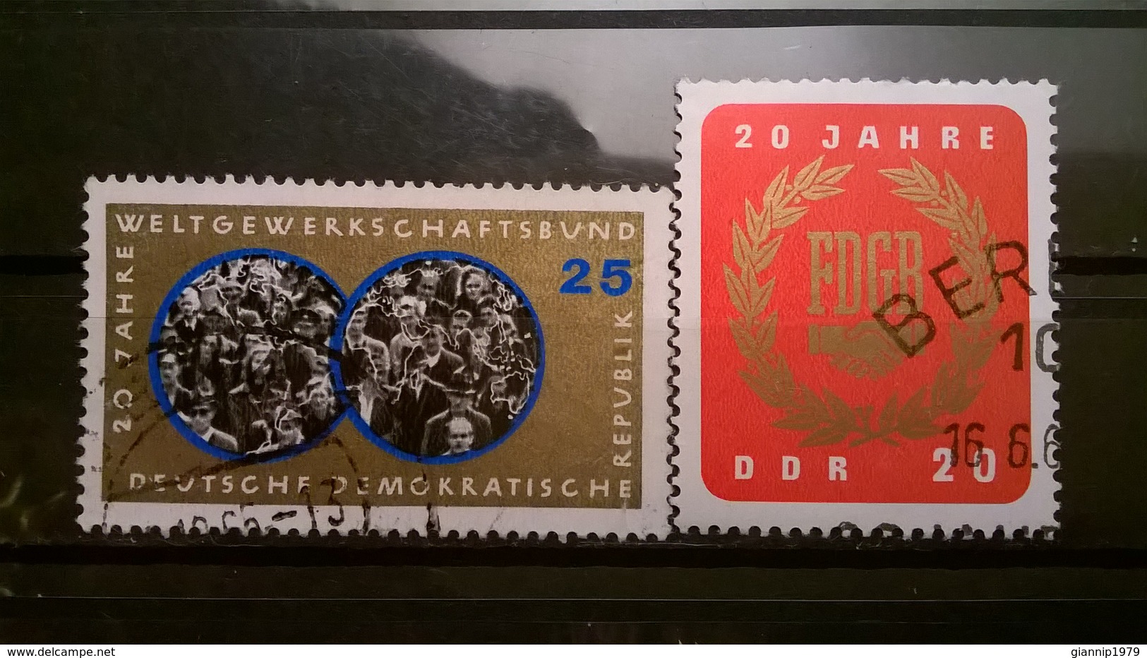 FRANCOBOLLI STAMPS GERMANIA DEUTSCHE DDR 1965 USED SERIE COMPLETA ANNIVERSARY TRADE UNION  GERMANY - Usati