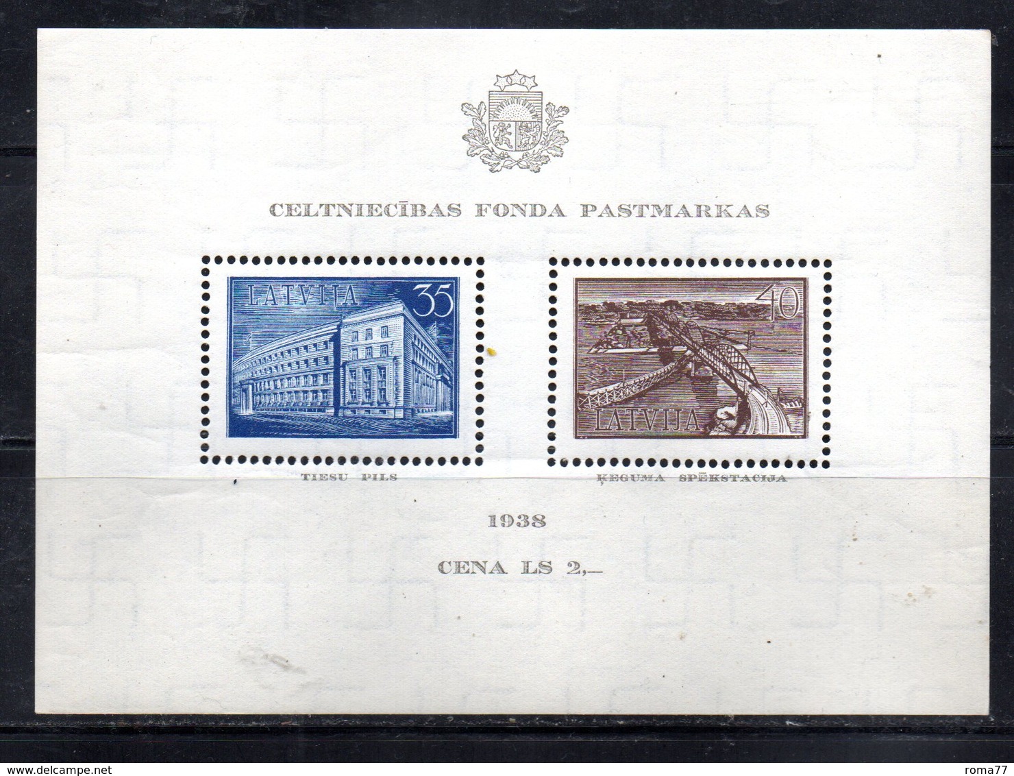 BF93 - LETTONIA LATVIJA 1938 , Il Foglietto N. 1  ***  MNH - Lettonia